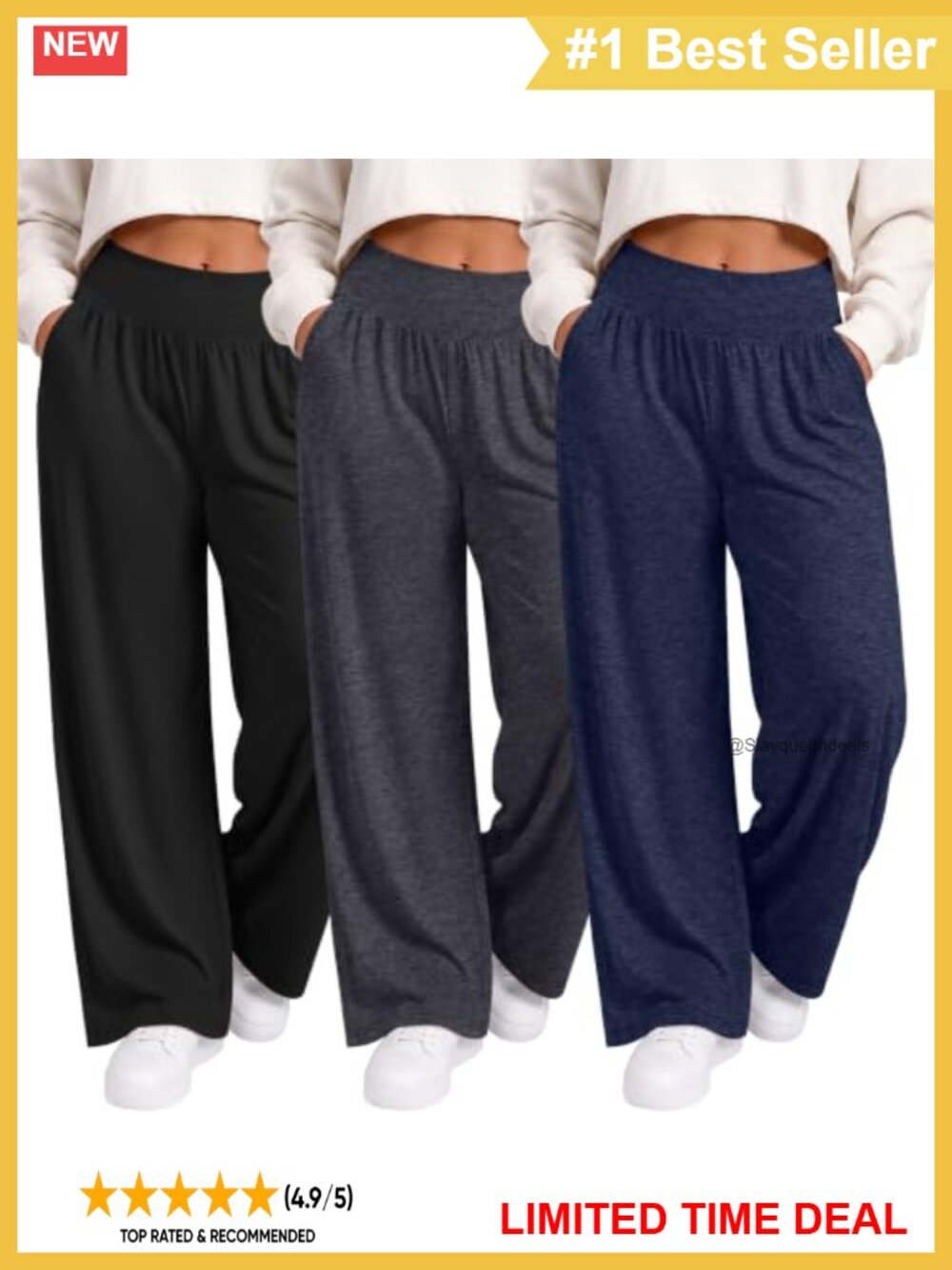 Plus Size Wide Leg Yoga Pants High Waisted Lounge Sweatpants with Pockets